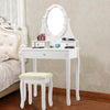 Vanity Dressing Table Set Makeup Desk W/Detachable Tabletop &LED Rotating Mirror