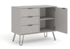 Grey Sideboard Cupboard With 1 Doors, 3 Drawers Living Room Storage Furniture