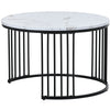 Modern Round Coffee Tables Set of 2 End Table Nesting Tables Marble Pattern QA