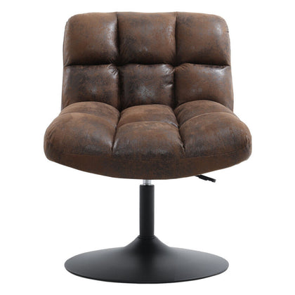 Vintage Swivel Gas Lift Office Chair Quilted Distressed Leather Padded Seat Sofa