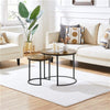 Round Nesting Table, Wood Coffee Table Set of 2 for Small Space/Living Room