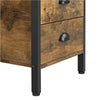 Nightstand Side Table with2 Drawers, Rustic Wooden End Table for Living Room