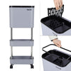 Mobile Recycle Dual Bins Sorting Recycling Cart Kitchen Waste Trash Can w/ Shelf