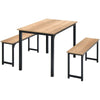 3PCS Kitchen Dining Table Set Industrial Breakfast Table &2 Benches Space-Saving