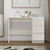 Matt White Dressing Table or Study Desk. Three drawers. Modern no-handle design.