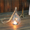 6x Drop Shape Glass Tea light Candle Holders Hanging Home Decor Candlestick UK