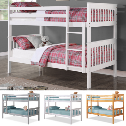 Double Bunk Bed 3FT Single Bed With Stairs For Kids Children Pine Wooden Frame
