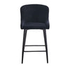 Set of 2 Bar Stools Velvet Modern Bar Chair Metal Legs Home Kitchen Black New