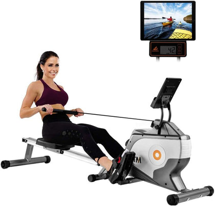 Home Gym Folding Magnetic Resistance Rowing Machine LCD 8 Levels Fitness Cardio