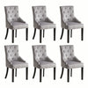 Set of 2 Grey Velvet Dining Chairs Tufted High Back for Dining Room Kitchen Home