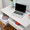 Black Computer Desk 2 Drawer Dressing Table Wooden Furniture Office 100cm - L