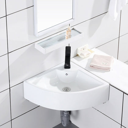 New Corner Basin Sink Bathroom Cloakroom Wall Corner Ceramic Wall Hung UK