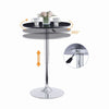 Round Black MDF Silver Base Bar Table & 2x Grey PU Leather Bar Stools Black Base