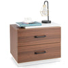 Walnut Nightstand w/ 2 Drawers Accent Bedside Table Modern Bedroom End Table