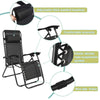 Garden Folding Table and 2 Zero Gravity Sun Lounger Chairs Set with 2 Cupholders