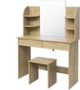 Dressing Table Mirror Makeup Table Bedroom Dresser Set 2 Drawers 4 Shelves