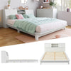Wooden Bed Frame 4ft6 Double Size Bed with Storage Headboard for Kids Teenagers