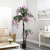 Large Potted Pink Wisteria Flower Artificial Tree Fake Plant Home Garden Decor