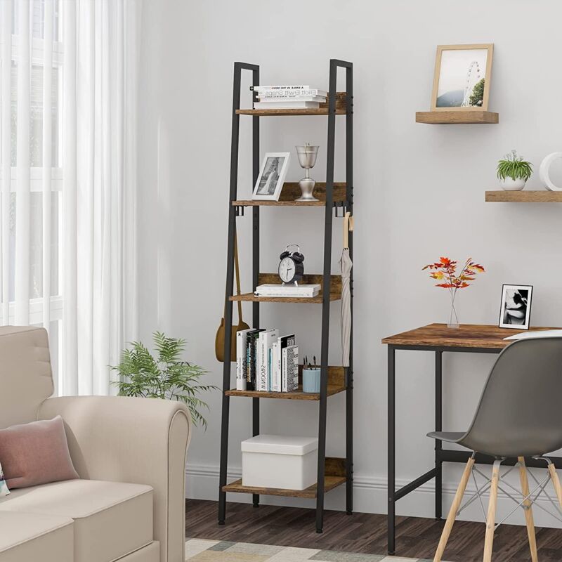 Ladder Shelf Bookcase 5 Tier Display Storage Shelving Unit Stand – Quildinc