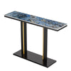 Rectangle Console Table Hall Marble Slate Accent Table with Large Pedestal Base