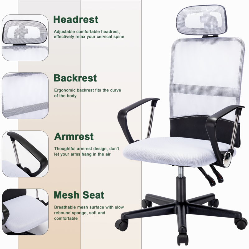 Mesh Office Chair Comfortable Height Adjustable Ergonomic Office