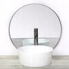 Large Industrial Round Wall Mirror Brushed Silver Metal Frame Mirror Bathroom UK