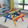 3 in 1 Wooden Kids Picnic Table Bench Children Outdoor Activity Desk W/ Umbrella