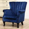 Velvet/Linen Chesterfield Armchair Tufted Wing Back Scalloped Shell Chair Sofa