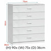 White Chest of Drawers Bedside Table Cabinet 5 Drawer Bedroom Storage Furniture