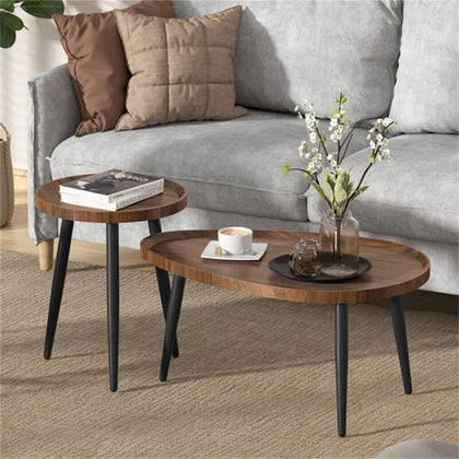 Set of 2 Nesting Tables Stackable Side Table Industrial Living Room Furniture