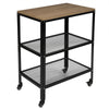 3 Tier Home Trolley Kitchen Storage Cart Steel Bars 4 Wheels Rolling Unit Shelf