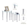 Nest of 3 Clear Tempered Glass Tables Side End Sofa Lamp Corner Table Metal Legs