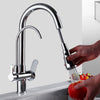 3 Ways Kitchen Mixer Taps Pure Water Filter Pull Out Spray Head Swivel Spout Tap