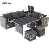 7 Seater Rattan Garden Patio Corner Sofa Set with Side Storage and Cushions QR