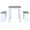 3Pcs Marble Look Dining Table and Chairs Set 2 Benches Kitchen Furniture NS