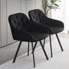 2x Black Rotatable Dining Chairs Velvet Seat Metal Leg Swivel Kitchen Modern