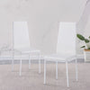 2pcs White High Back Ripple Lines Dining Chairs Metal Legs Kitchen Dining Room