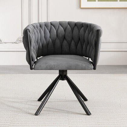 Velvet Dining Chair with Metal Legs Kitchen Chair Swivel Armchair Modern Grey NS