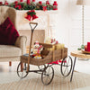 Wood Wagon Flower Planter Outdoor Decorative Pot Stand W/ Wheels & 2 Sections