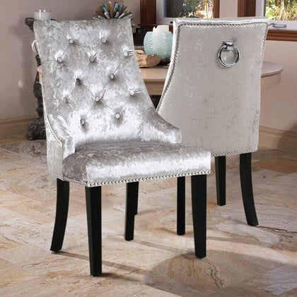 2pcs Crushed Velvet Dining Chairs Kitchen Dining Room Restaurant Knocker Chair