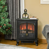 Freestanding Electric Fireplace Stove Heater with LED Fire Flame Effect Black