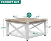 White Oak Coffee Table 2 Tier Square Unit Open Storage Shelf Metal X Shaped Legs