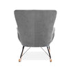 Grey Fabric Upholstered Rocking Chair with Solid Wood Curved Legs Padded Seat UK