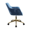 Blue Swivel Computer Desk Chair Crushed Velvet Padded Home Office Gas Lift Chair