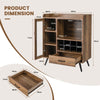 Wooden Storage Cabinet Industrial Buffet Sideboard with Wine Rack & Glass Holder