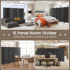 6-Panel Room Divider 172cm Folding Privacy Screen Rolling Portable Wall Divider