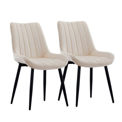 2 Dining Chairs Set Velvet Upholstered Back Dining Room Kitchen Restaurant Chair