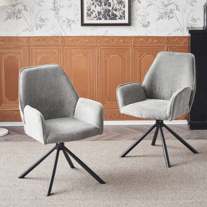 2pcs 180° Swivel Accent Chair Upholstered Armchair Dining Chairs Home Office NS