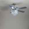 52" Ceiling Fan 5 Chrome Blades LED Crystal Chandelier Lamp with Remote Control