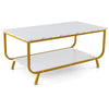 Modern Faux Marble Coffee Table 2-Tier Rectangular Accent Table Chic Cocktail